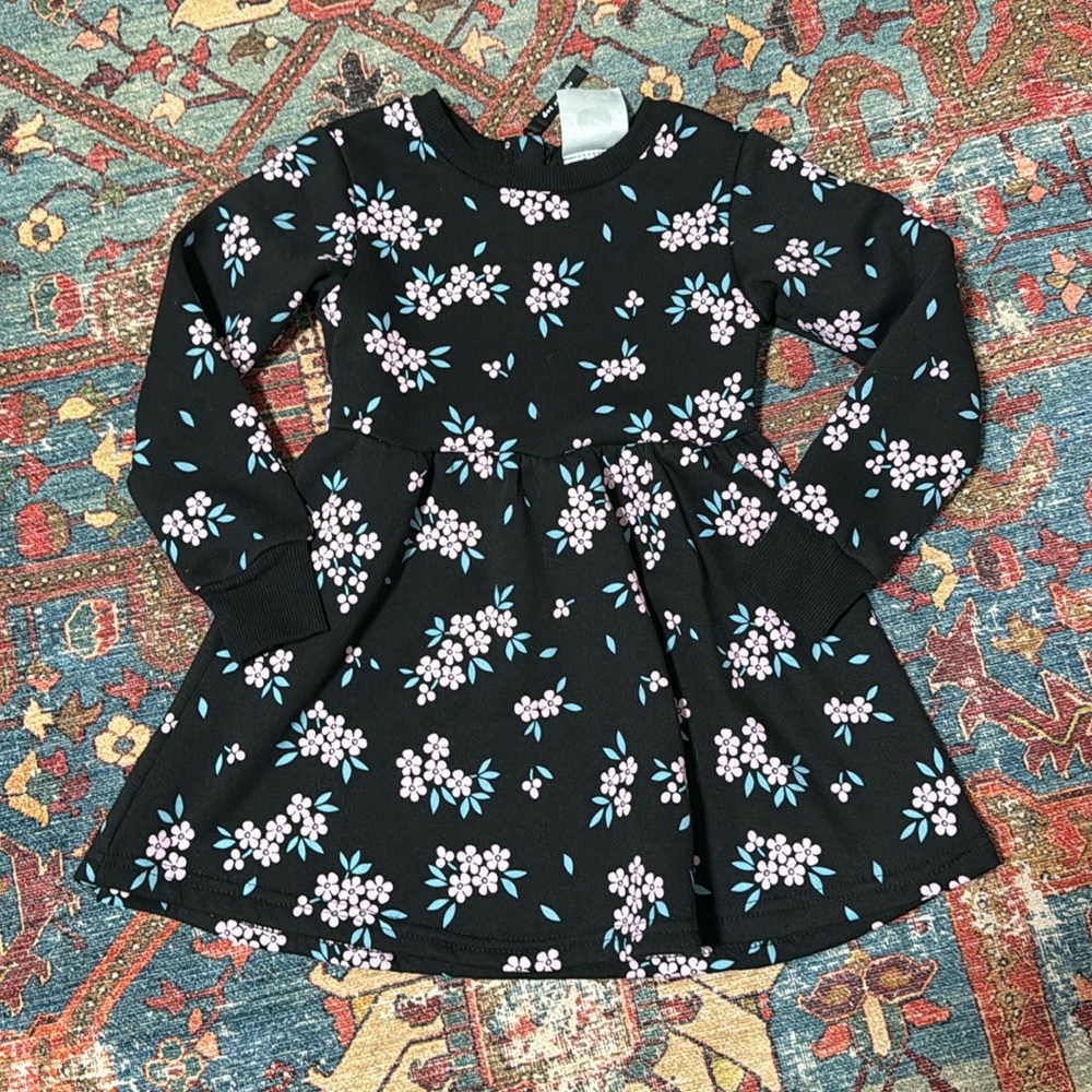 Black Fit and Flare Dress with Bishop Sleeves